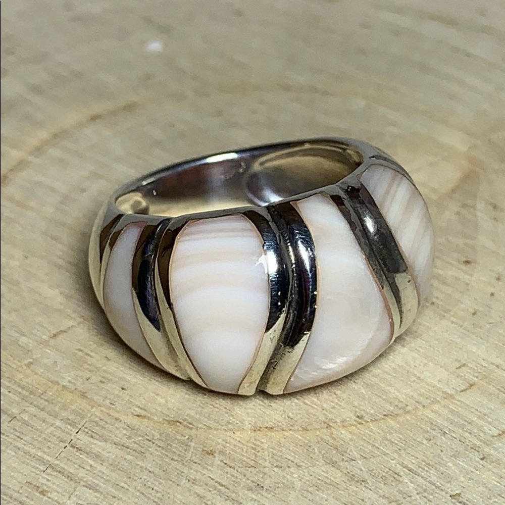 Pink Shell and Sterling Ring